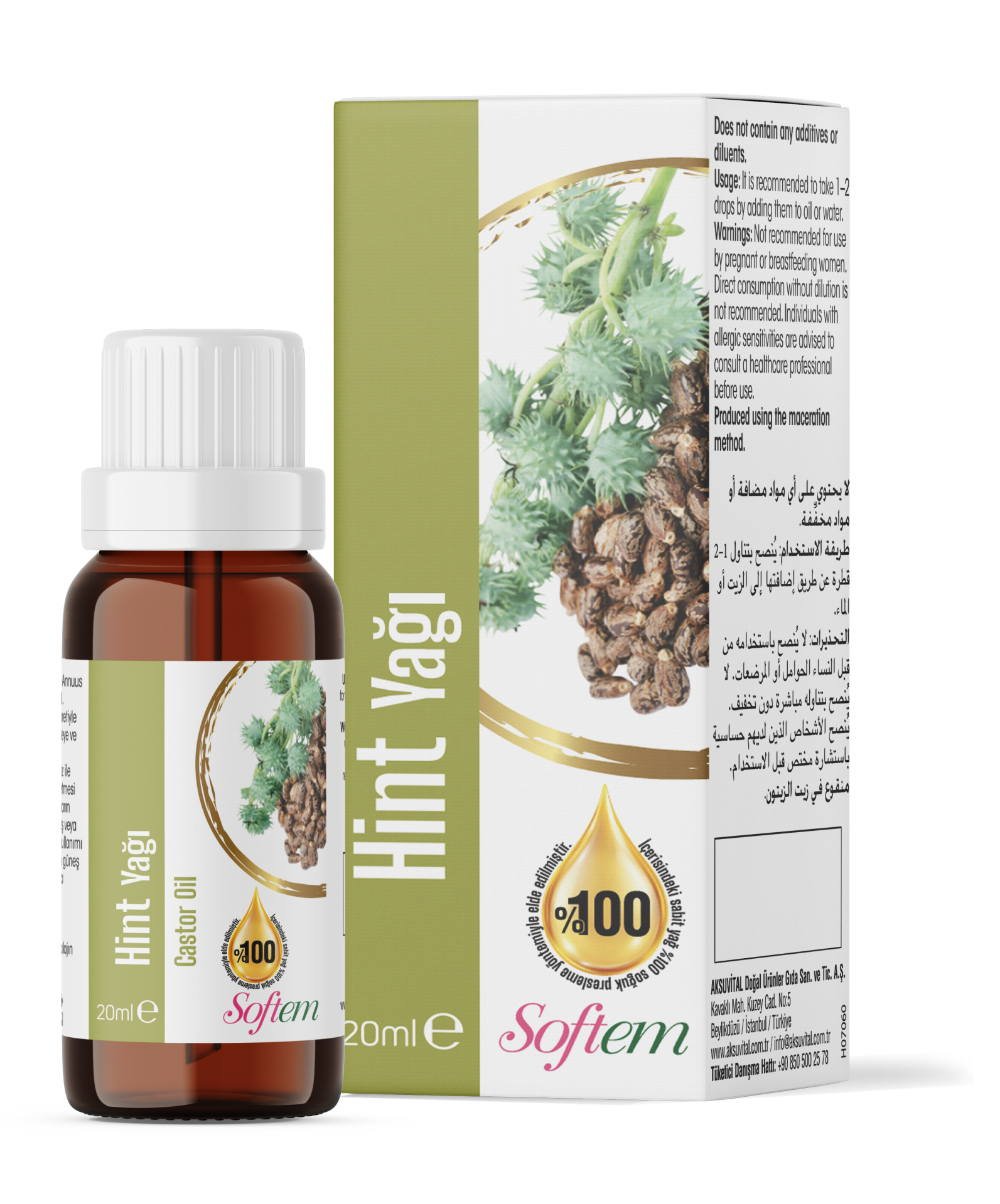 Softem Hint Yağı 20 ML | %100 Doğal Sabit Yağ