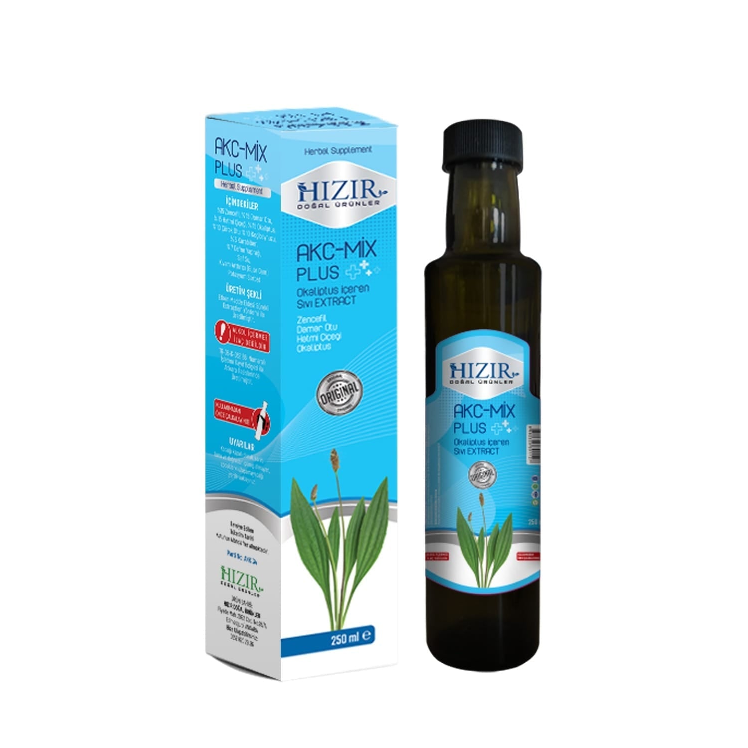Hızır AKC-Mix Plus Sıvı Ekstrakt 250 ml | Zencefil, Okaliptus, Gülhatmi & Damar Otu