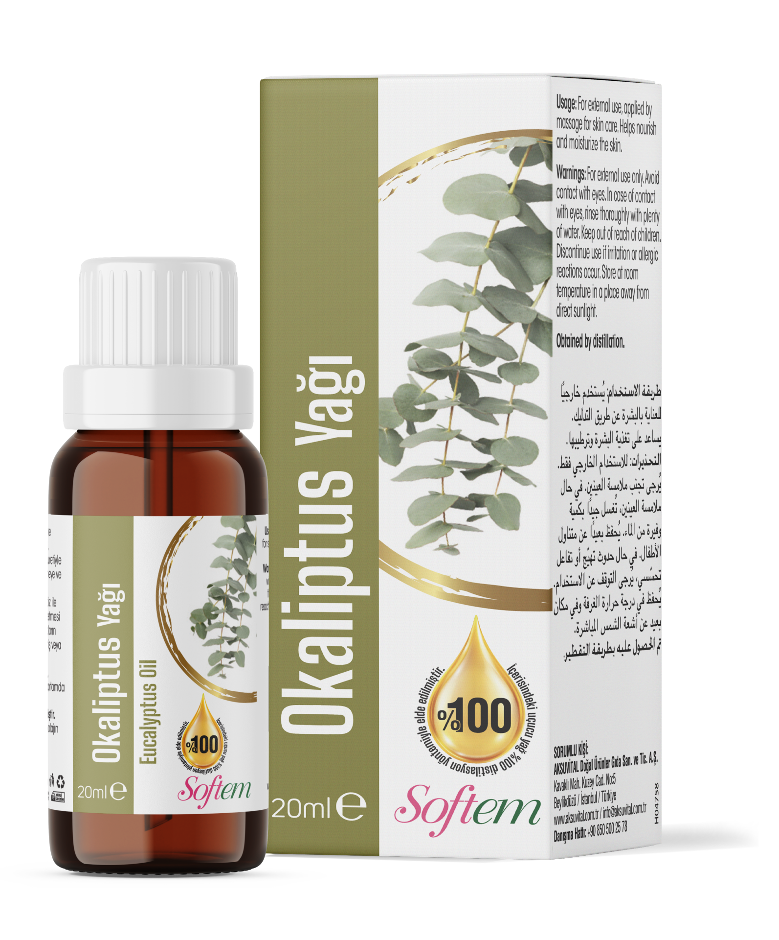 Softem Okaliptus Yağı 20 ML | %100 Doğal Uçucu Yağ