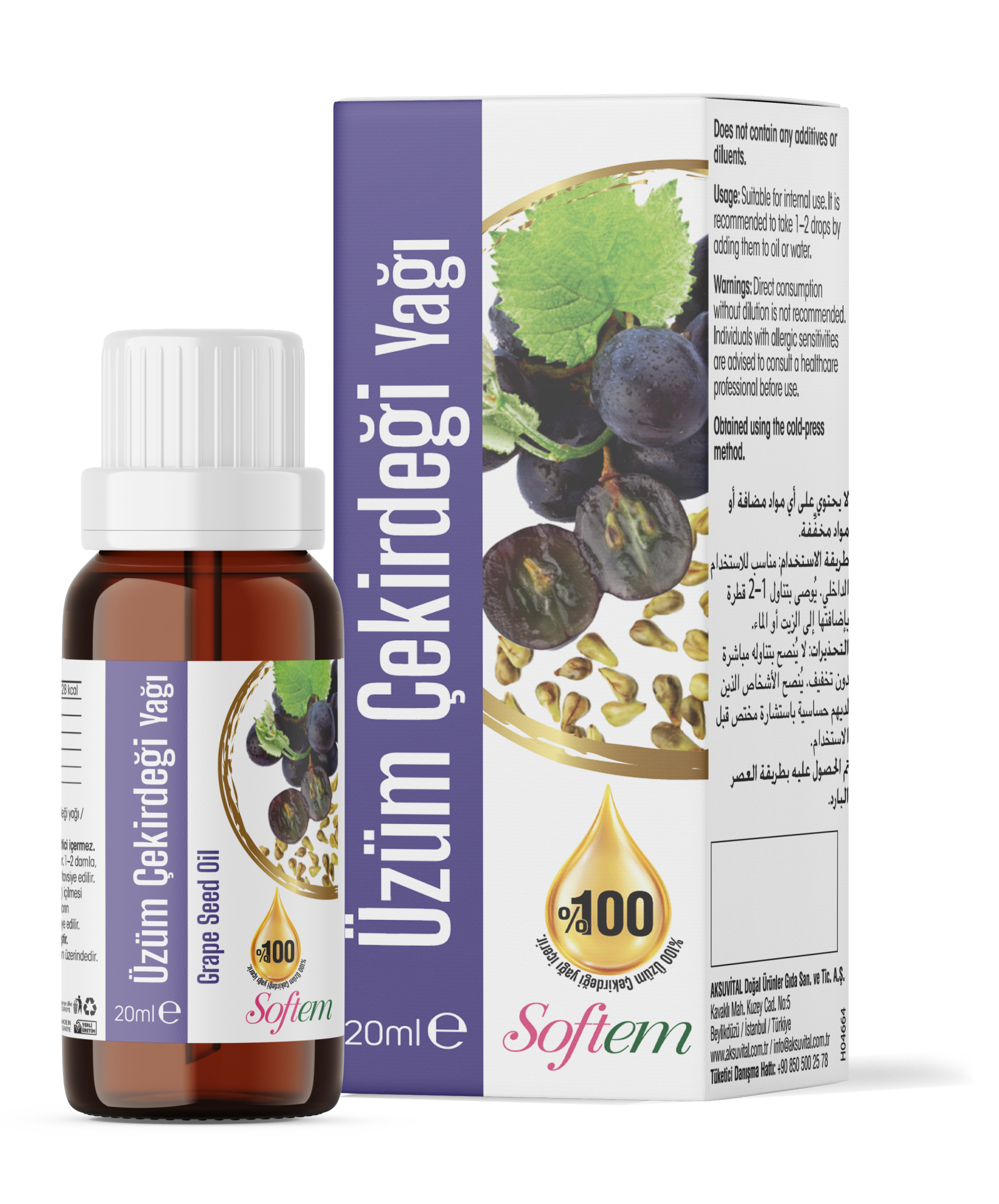 Softem Üzüm Çekirdeği Yağı 20 ML | %100 Doğal Sabit Yağ